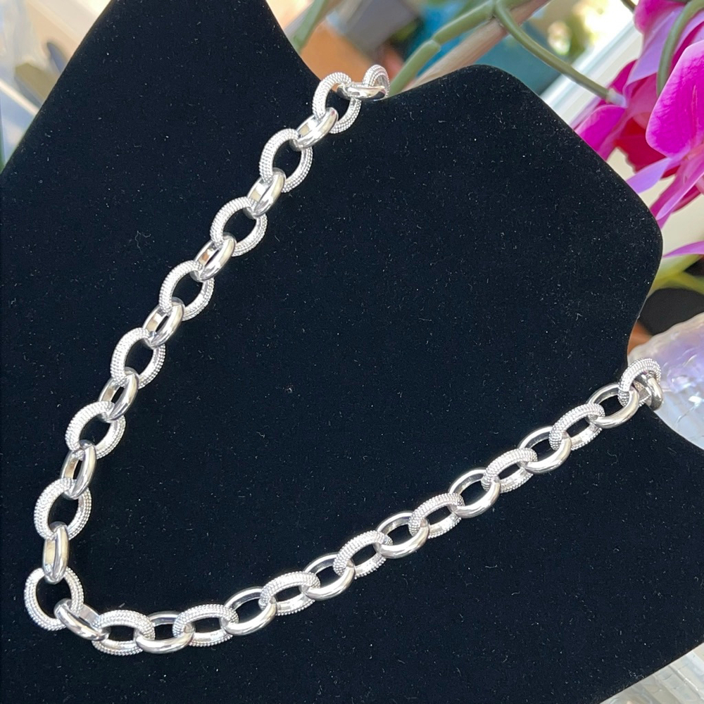 Gennaro Silver Link Statement Necklace